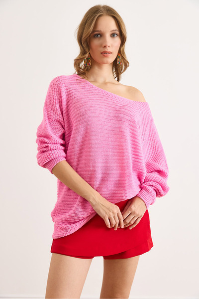 Olalook Kadın Fuşya Selanik Salaş Triko Kazak KZK-19000051