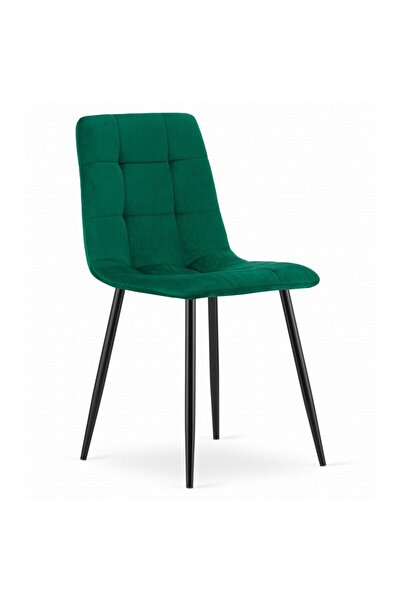 Leobert Scaun bucatarie/living, Artool, Kara, catifea, metal, verde si negru, 44.5x50.5x87 cm