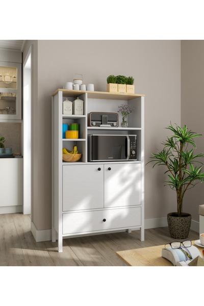 Sakura Ahşap Hunerika Kairo çok amaçlı dolap-Wood Beyaz-Minifiks Bağlantılı