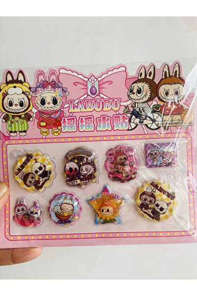 synshop Autocolant 3D Labubu cu sclipici, autocolant de îndepărtare