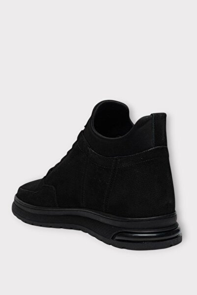 Liger Ανδρικές μπότες από γνήσιο δέρμα Nubuck με κορδόνια, αντιολισθητική σόλα από καουτσούκ ΜΑΥΡΟ