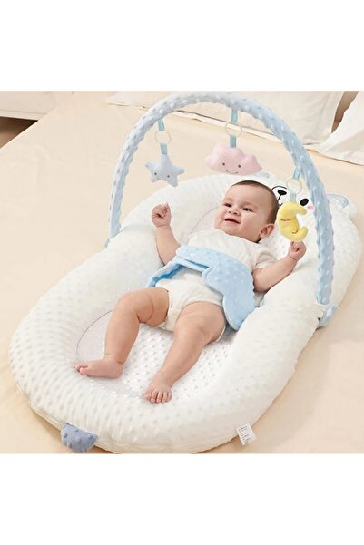 OEM Cuib pentru bebeluși Baby Nest 3 în 1 cu arcada de jucărie și perne de pr...