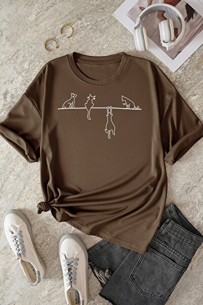 trendypassion Μπλουζάκι Unisex Cat Printed Oversize