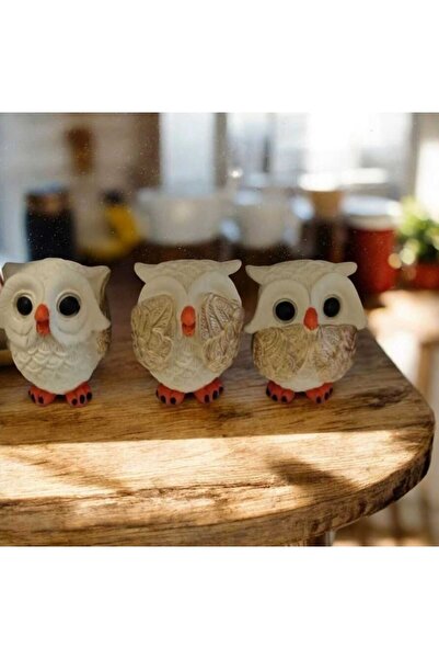 Home Dekoratif Görmedim Duymadım Bilmiyorum 3’lü Baykuş Biblo