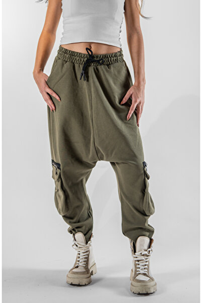 Superbluemexico Women's Khaki Pocket Detailed Shalwar Trousers