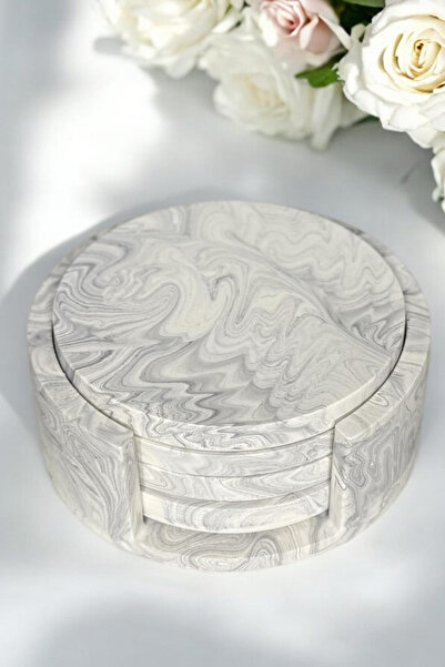 betonmall حامل أكواب ومنظم من الخرسانة بنمط رخامي حديث مكون من 4 قطع |   قواعد زخرفية بسيطة