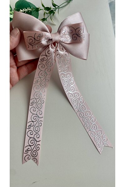 Kirpi toka Powder Colored Gold Printed - Long Tail Girl's Hair Clip