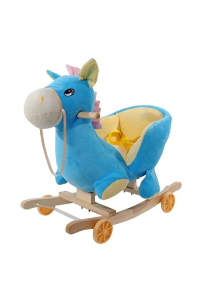 Toy Toy Toy Balansoar pentru copii cu roți, cal albastru și galben