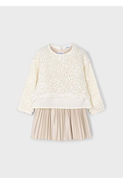 MAYORAL Φόρεμα με παγιέτες 2 τεμαχίων - Εκρού