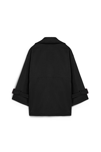 praye Lined Short Trench Coat Black