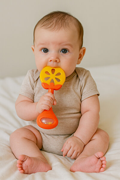 huanger - Baby Teether with Rattle Fruit Shape - Orange