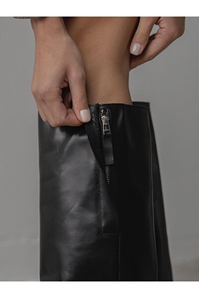 ECENİN BUTİĞİ Bully Siyah Hakiki Deri Kadın Çizme