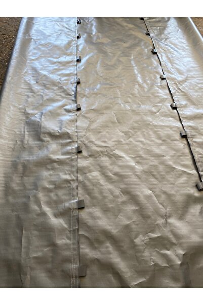içel çadır Waterproof Gray Woven Tarpaulin with Measurements, Edges with Column Stitching, One Handle at 50 cm