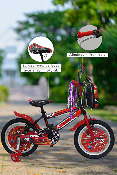 Joymax Erkek Çocuk Bisikleti 16 Jant Kırmızı - Led Işıklı Çantalı Püsküllü