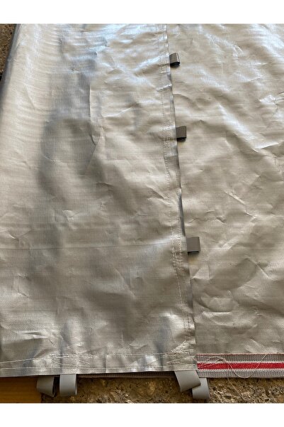 içel çadır Waterproof Gray Woven Tarpaulin with Measurements, Edges with Column Stitching, One Handle at 50 cm