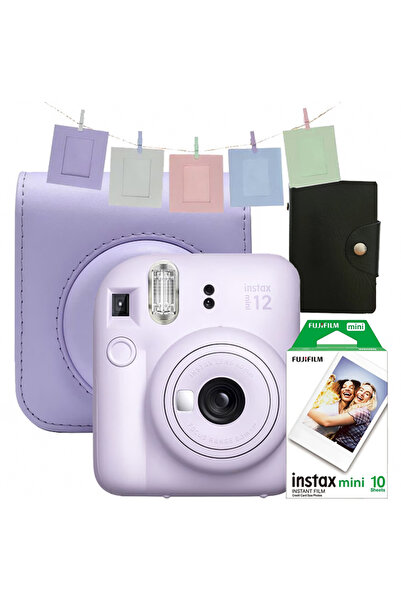 Fujifilm Instax Mini 12 Instant Camera Purple + Bag, Album, Frames, Mini Film (1x10)