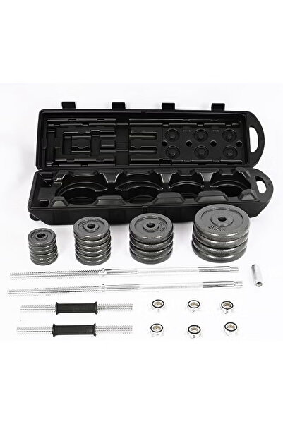 Fitness World 50kg Adjustable Chrome Dumbbell Set Includes Wheeled Storage Bag