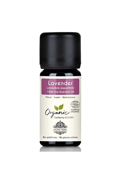 Aroma Tierra زيت اللافندر العضوي العطري، 10 مل، يساعد على النوم ويعزز الاسترخاء