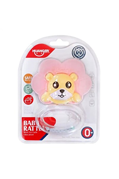 huanger - Baby Lion Teether And Rattle Toy For Newborns Pink