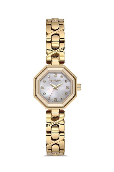 Dice Kayek Dk.1.Ag1420.05 Stone Design Steel Band Steel Case 5 Atm Water Resistant Gold Color Kadı