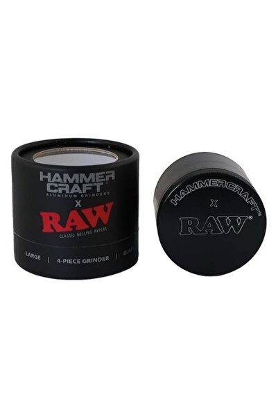 RAW Grinder plante x HammerCraft Mare, Aluminiu, Premium, Neagră, 60mm
