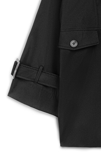 praye Lined Short Trench Coat Black