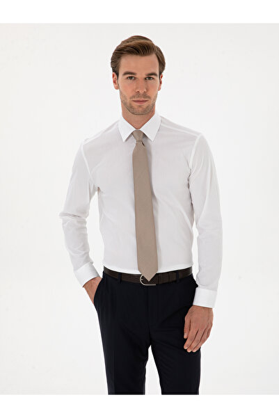 Cacharel White Slim Fit Cotton Blend Shirt 50314589-Vr013