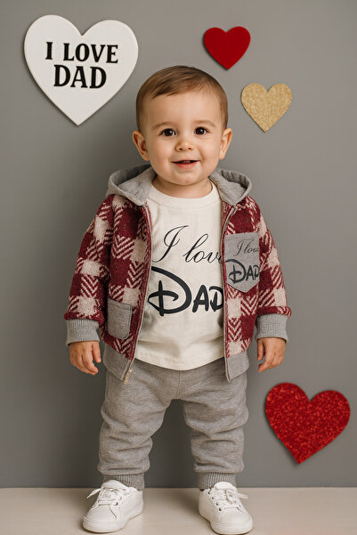 Renata's سترة تريكو منقوشة للأطفال من الجنسين مطبوع عليها I Love Dad (أنا أحب...
