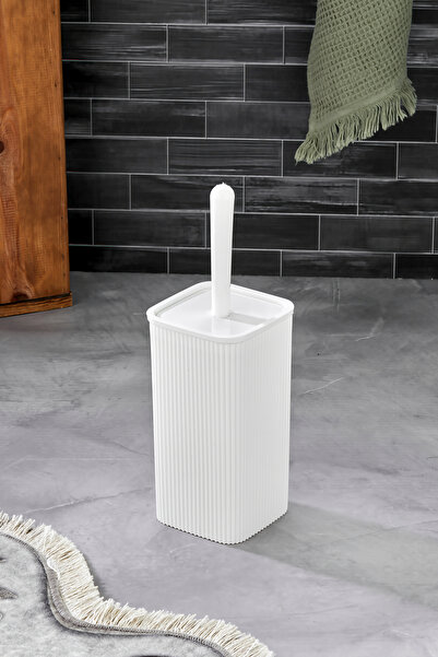 Homie Line Çizgili Kare Kapaklı WC Banyo Fırçası - Tuvalet Fırçası