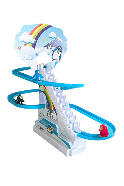 UDATOYS لعبة البطريق المتحرك على الدرج الدوار مع الأضواء والأصوات