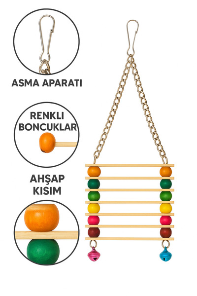Papağanhane Doğal Ahşap Zilli Eğlenceli Kuş Oyuncağı – Muhabbet & Papağan İçin