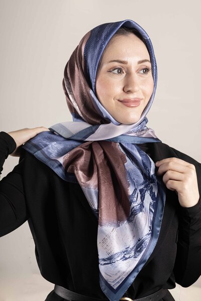 Akel “Ψηφιακό κρυστάλλινο μοτίβο κασκόλ 95x95 – Παστέλ μοτίβο-1