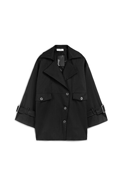 praye Lined Short Trench Coat Black
