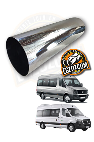 EGZOZCUM 100 mm. Fırtına sesli pazlanmaz krom egzoz ucu Minibüs Crafter, Sprinter uyumlu