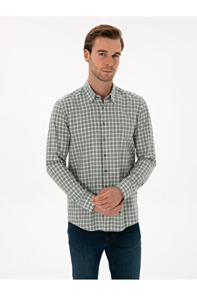 Cacharel Çağla Slim Fit Kareli %100 Pamuk Gömlek 50310494-VR016