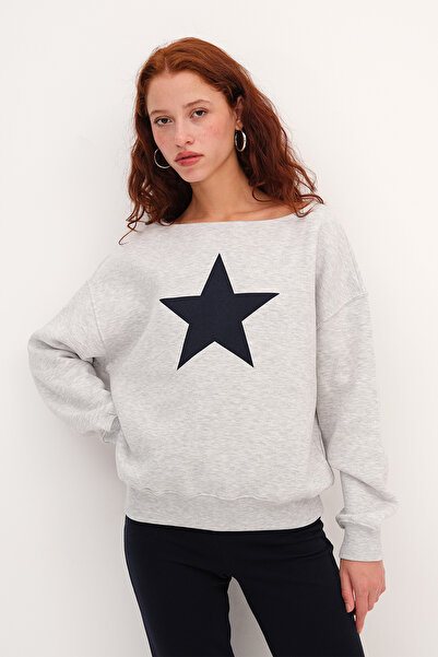 Addax Star Printed Embossed Sweatshirt S1842