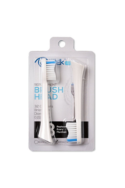 QuTek قطعة غيار رأس فرشاة الأسنان – مجموعة من قطعتين، أبيض