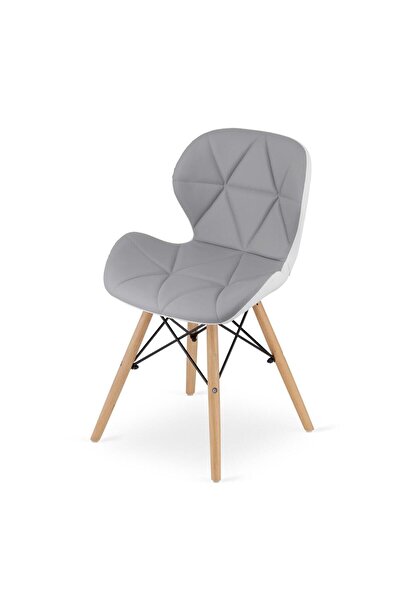 Leobert Scandinavian style chair, Artool, Lago, eco-leather, wood, gray and white, 47x52x73 cm