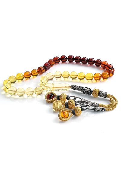 TESBİHCİBABA Gold Design Special Series Kazaz Color Filtration Drop Amber Prayer Beads