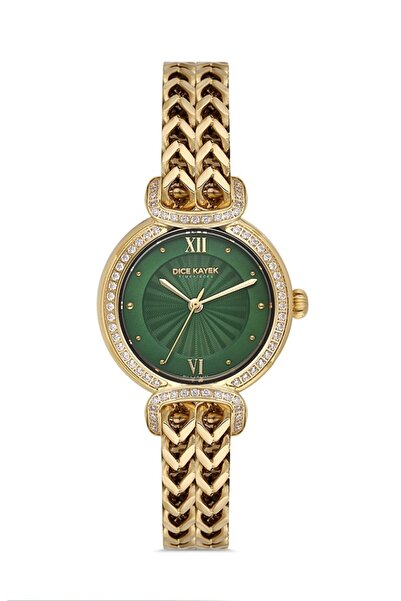 Dice Kayek Dk.1.Ag1411.06 Stone Design Steel Band Steel Case 5 Atm Water Resistant Gold Color Kadı