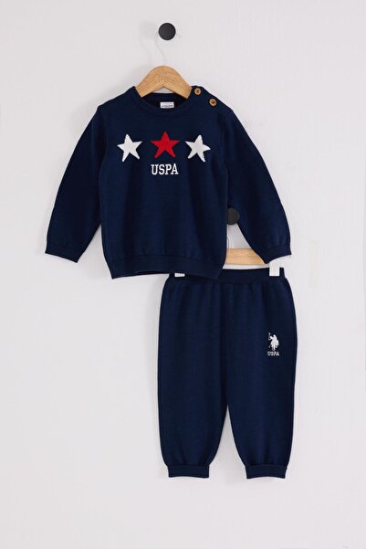 U.S. Polo Assn. طقم ملابس تريكو للأطفال الذكور (جزء علوي وسفلي)