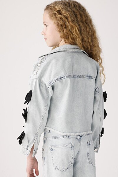 Mojo Bebek Mojo Kız Çocuk 8-14 Yaş Taşlı Fiyonklu Denim Ceket 20027