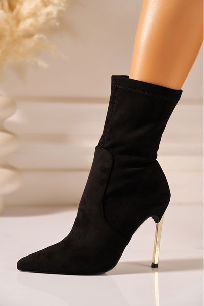 Joana Μαύρες σουέτ ψηλοτάκουνες μποτάκια Zahara