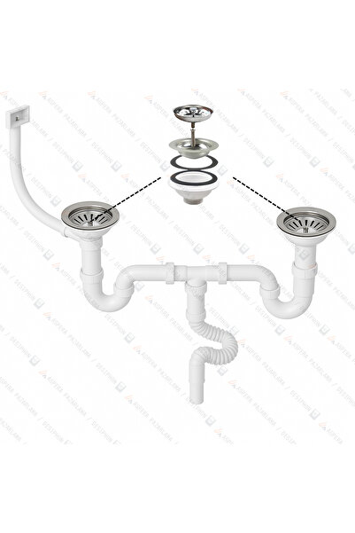 DESIPHON S Çiftli Çöpmak Sifonu Taşmalı (Yan-Derin) 11 cm Çap Koku Önleyici E...