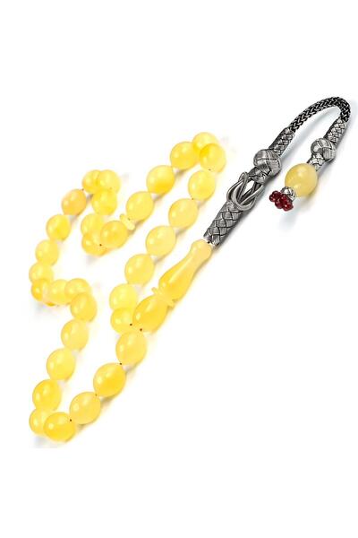 TESBİHCİBABA Ice Amber-White Tiger Special Series Drop Amber Prayer Beads