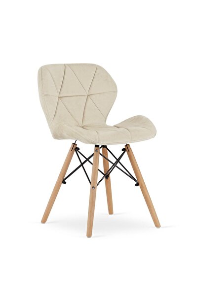 Leobert Scaun stil scandinav, Artool, Lago, catifea, lemn, bej, 47x52x74 cm