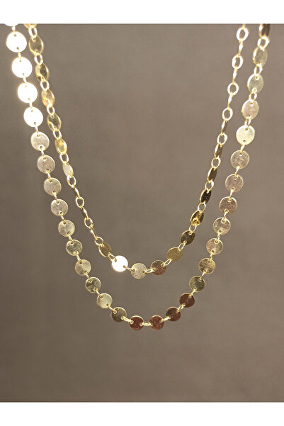 TREND Yuvarlak Pullu Gümüş Zincir Kolye, 90 cm Aynalı Zincir, Uzun Kadın Zincir Kolye