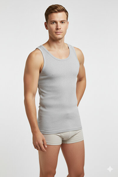 FAMESTEKSTİL 6-Pack Men's Gray Combed Cotton Tank Tops