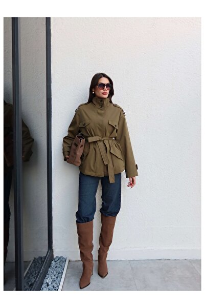 ESRAHELVACI Gizli Düğme Detay Cepli Trench