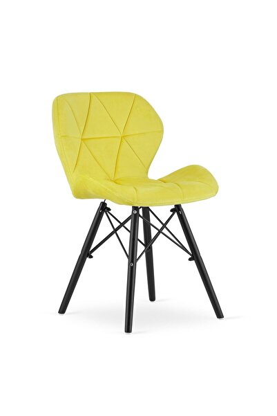 Leobert Scaun stil scandinav, Artool, Lago Velvet, catifea, lemn, galben si n...